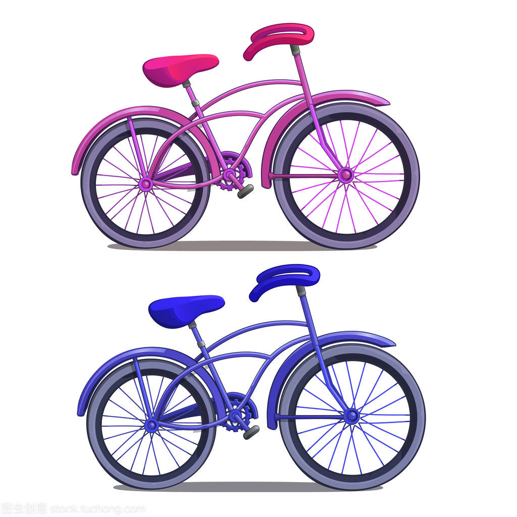 孤立在白色背景上的粉色和藍色自行車?？ㄍL格的矢量圖